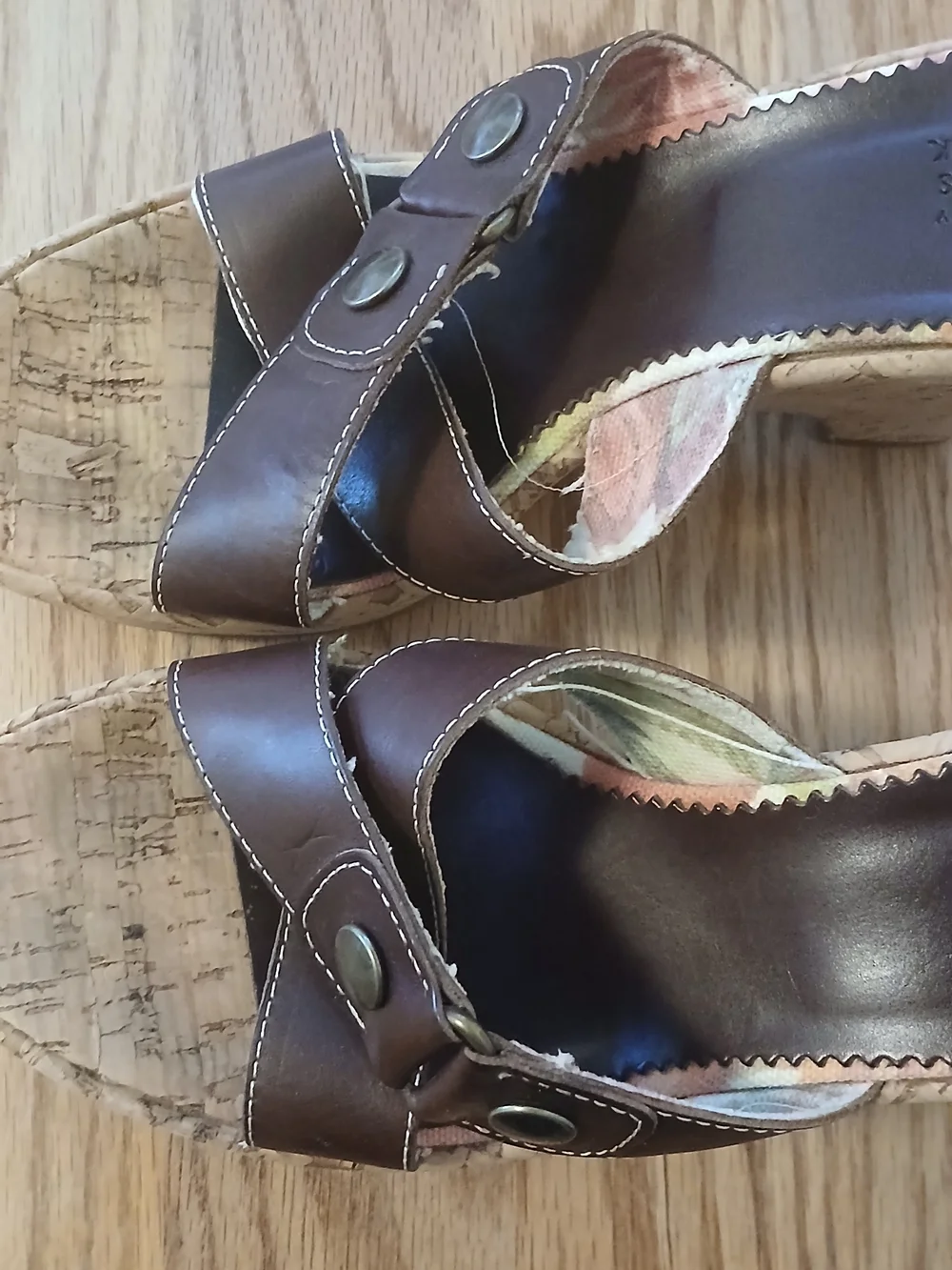 Vintage Barneys New York Leather Cork Wedges Made In Italy 40